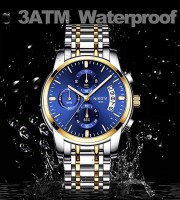 NIBOSI Men's Watches Luxury Fashion Casual Dress Chronograph Waterproof Military Quartz Wristwatches for Men Stainless Steel Blue Calendar Date Watch